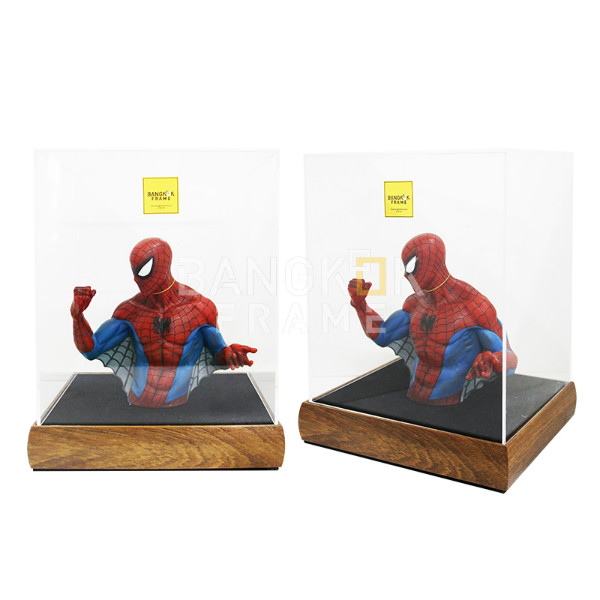 กรอบกล่องใสโชว์สินค้าฐานไม้